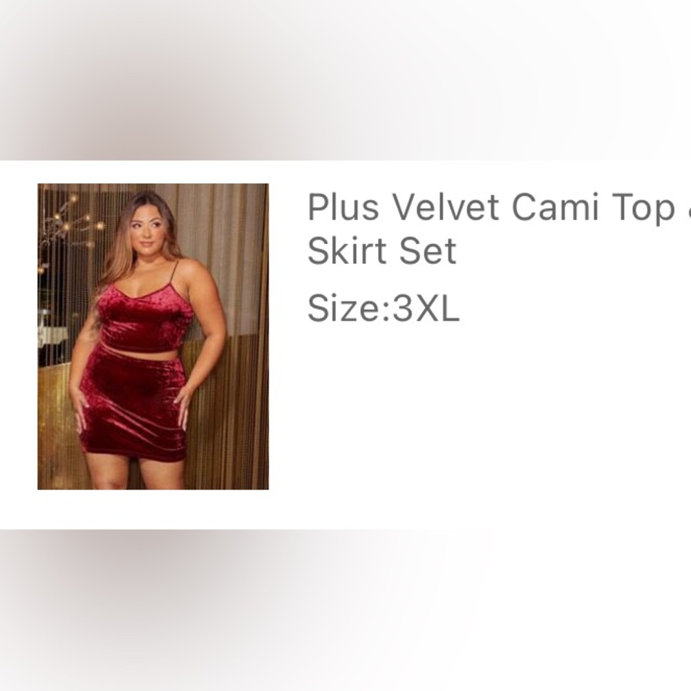 Velvet Cami skirt set